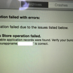 【iPhoneアプリ開発備忘録】 Xcode6  Validate時のエラー「iTunes Store operation failed. No suitable application records were found.」