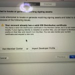 【iPhoneアプリ開発備忘録】　Xcode6  Validate時のエラー「Your account already has a valid iOS Distribution certificate」